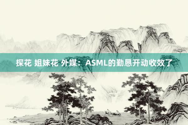 探花 姐妹花 外媒：ASML的勤恳开动收效了