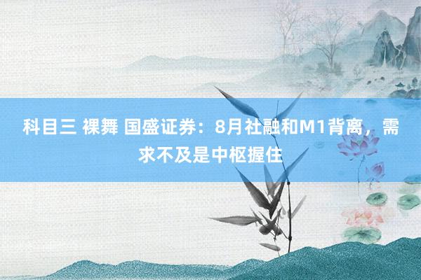 科目三 裸舞 国盛证券：8月社融和M1背离，需求不及是中枢握住