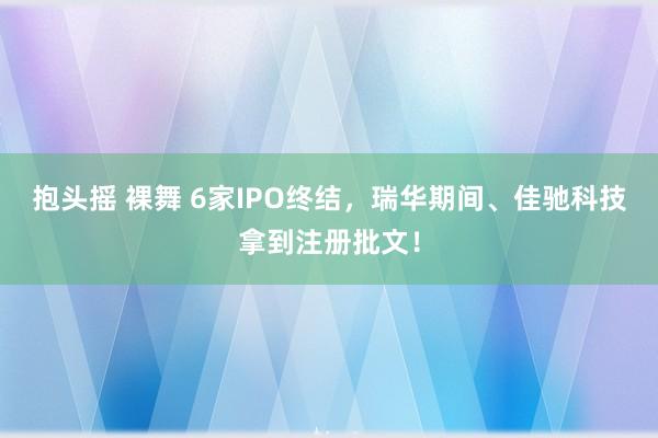 抱头摇 裸舞 6家IPO终结，瑞华期间、佳驰科技拿到注册批文！