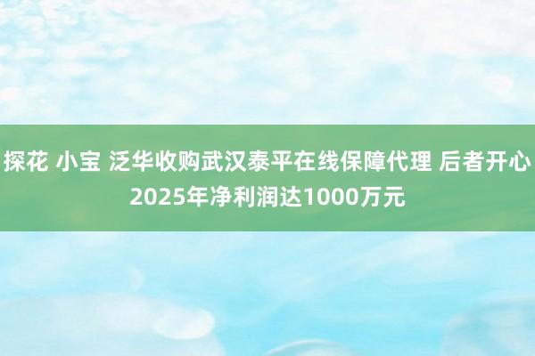 探花 小宝 泛华收购武汉泰平在线保障代理 后者开心2025年净利润达1000万元