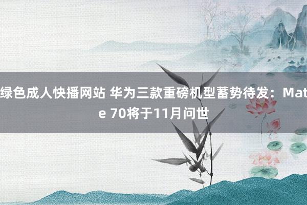 绿色成人快播网站 华为三款重磅机型蓄势待发：Mate 70将于11月问世