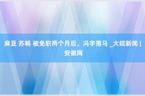 麻豆 苏畅 被免职两个月后，冯宇落马 _大皖新闻 | 安徽网