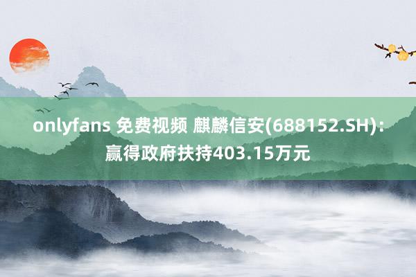 onlyfans 免费视频 麒麟信安(688152.SH)：赢得政府扶持403.15万元