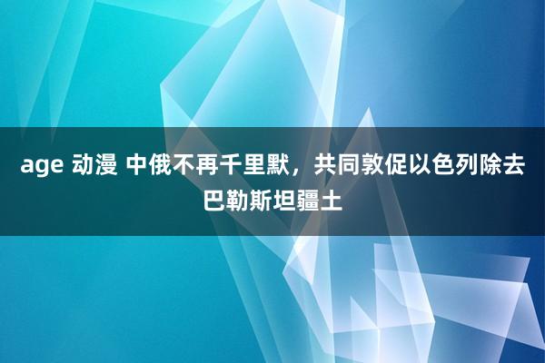 age 动漫 中俄不再千里默，共同敦促以色列除去巴勒斯坦疆土