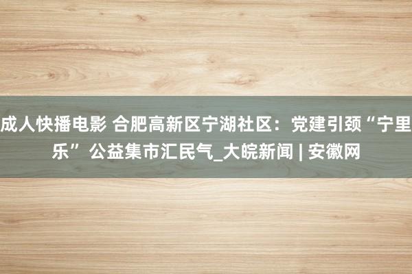 成人快播电影 合肥高新区宁湖社区：党建引颈“宁里乐” 公益集市汇民气_大皖新闻 | 安徽网