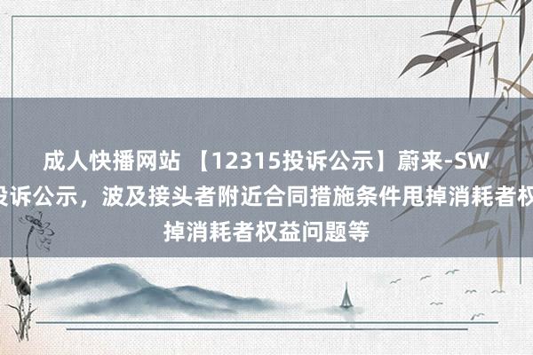 成人快播网站 【12315投诉公示】蔚来-SW新增5件投诉公示，波及接头者附近合同措施条件甩掉消耗者权益问题等