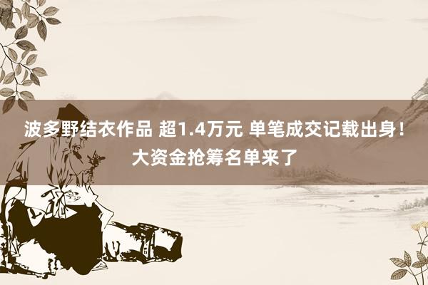 波多野结衣作品 超1.4万元 单笔成交记载出身！大资金抢筹名单来了