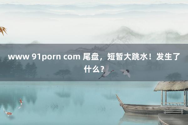 www 91porn com 尾盘，短暂大跳水！发生了什么？