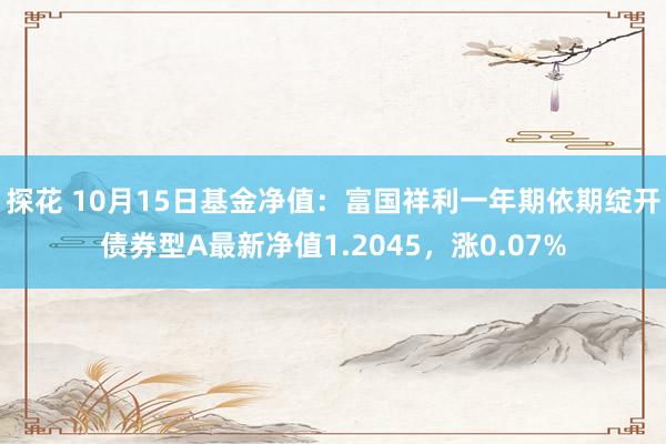 探花 10月15日基金净值：富国祥利一年期依期绽开债券型A最新净值1.2045，涨0.07%