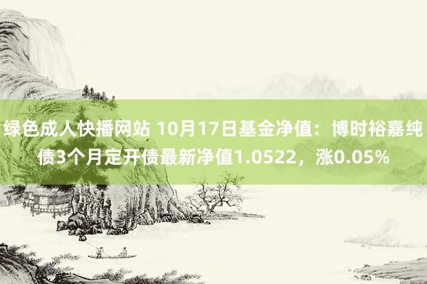 绿色成人快播网站 10月17日基金净值：博时裕嘉纯债3个月定开债最新净值1.0522，涨0.05%