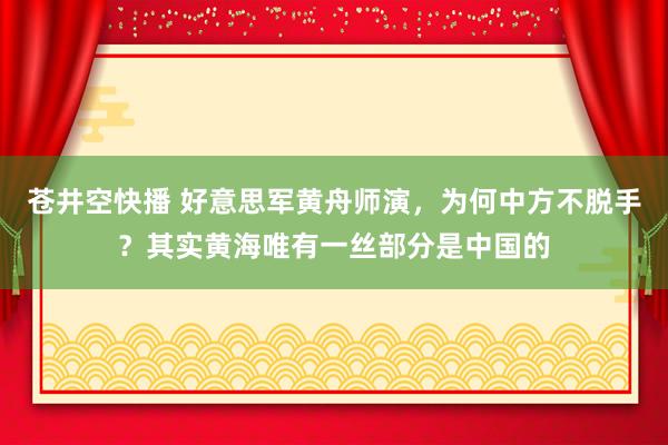 苍井空快播 好意思军黄舟师演，为何中方不脱手？其实黄海唯有一丝部分是中国的