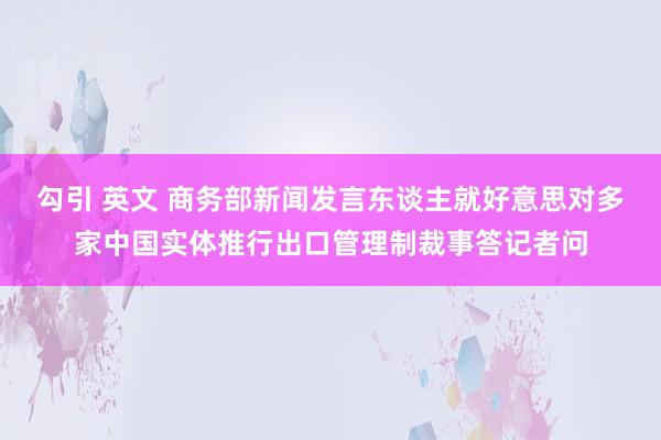 勾引 英文 商务部新闻发言东谈主就好意思对多家中国实体推行出口管理制裁事答记者问