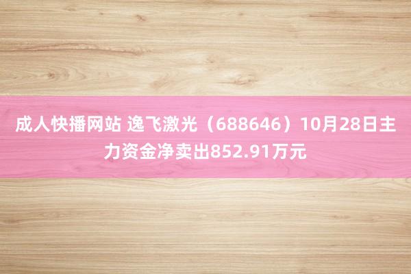 成人快播网站 逸飞激光（688646）10月28日主力资金净卖出852.91万元