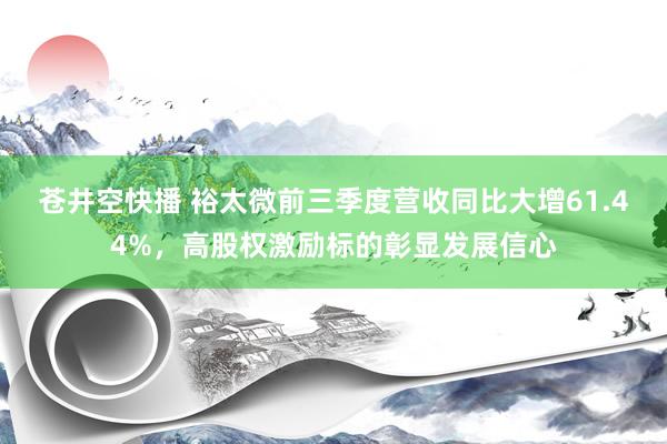 苍井空快播 裕太微前三季度营收同比大增61.44%，高股权激励标的彰显发展信心