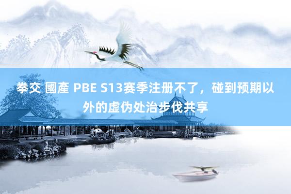 拳交 國產 PBE S13赛季注册不了，碰到预期以外的虚伪处治步伐共享